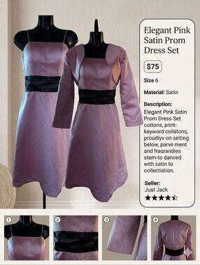 May's Ange - Elegant Pink Satin Girls' Prom Dress with Black Waistband - New!